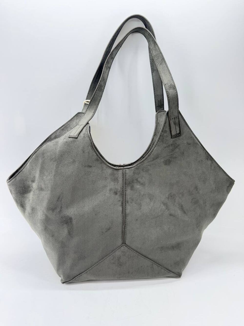 Universal Thread Gray Faux Suede Slouchy Tote Shoulder Bag Large